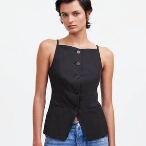 Square-Neck Vest in Drapey Twil